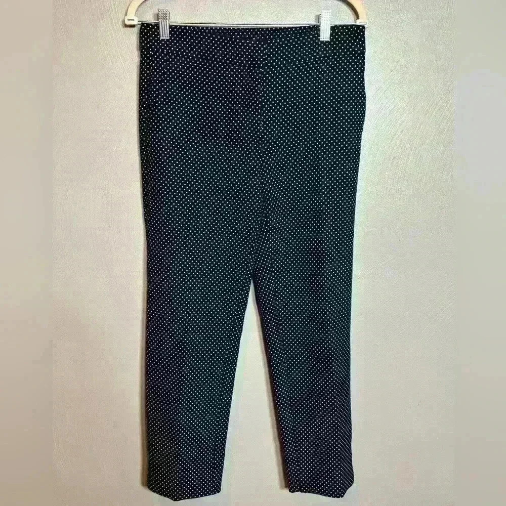 Ann Taylor Women's Pants Elastic Waist Black White Polka Dot Size‎ 0